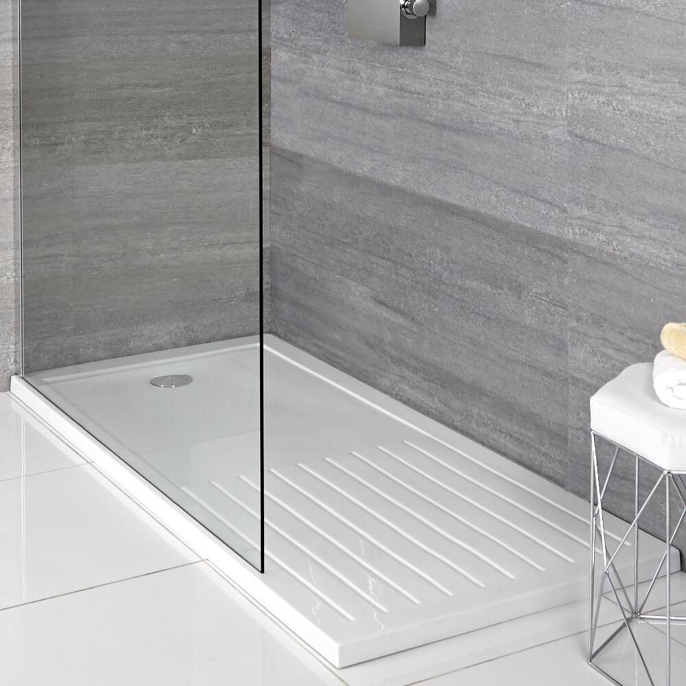 Milano Lithic Low Profile Rectangular Walk In Shower Tray With Drying Area Mm X Mm