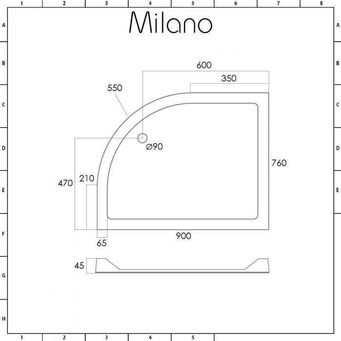 Milano Lithic Right Handed Low Profile Offset Quadrant Shower Tray Mm X Mm