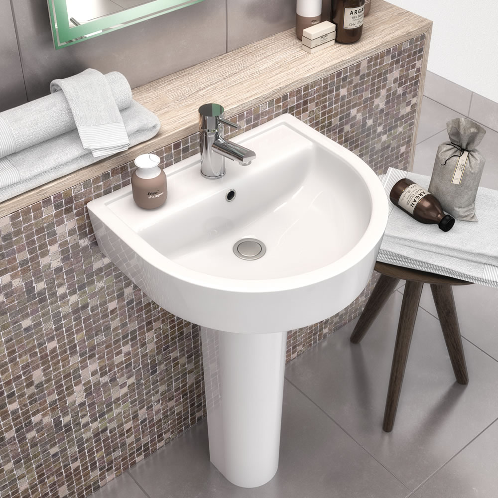 Milano - 420mm Basin with Full Pedestal - 1 Tap-Hole