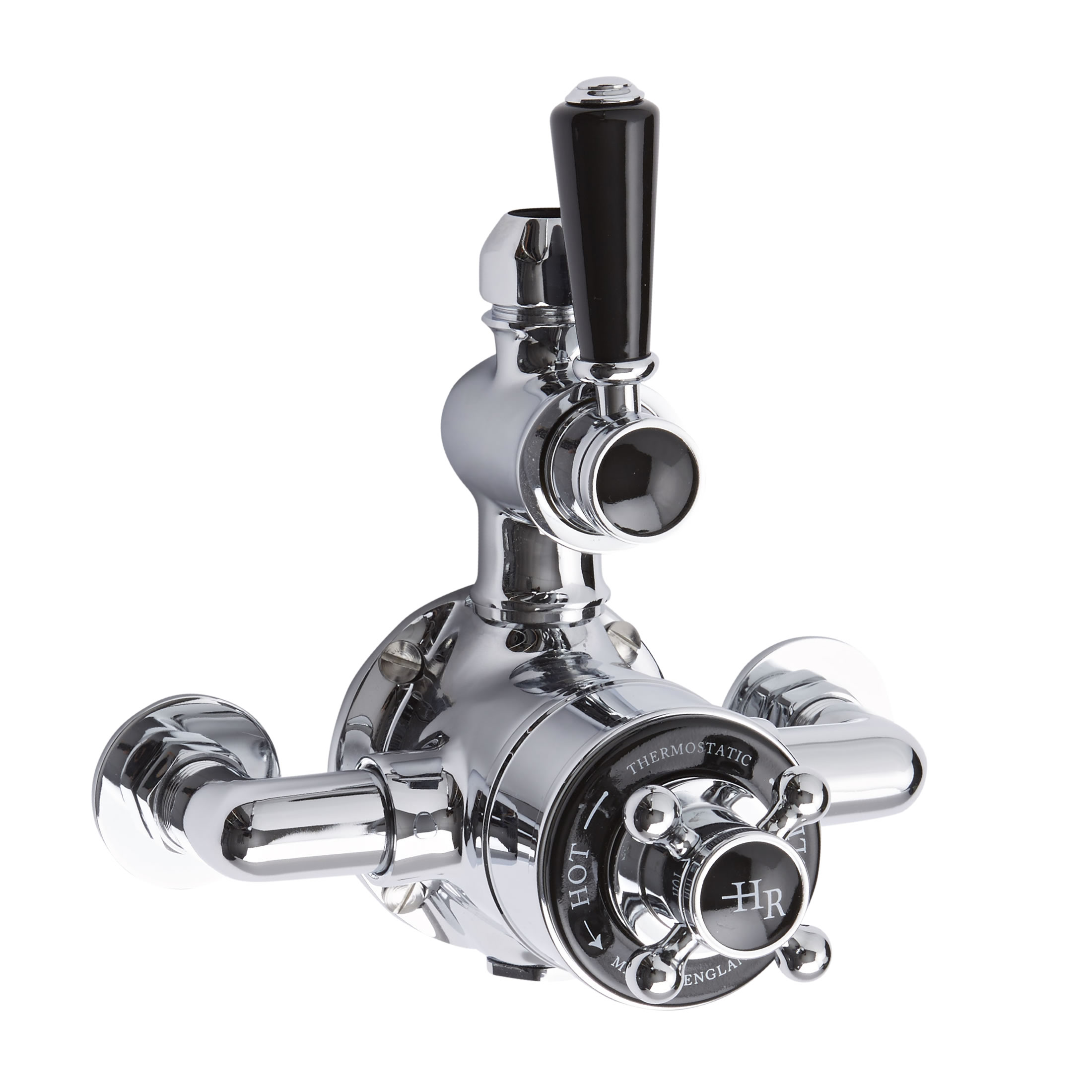 Hudson Reed Twin Exposed Traditional Shower Valve Chrome/Black