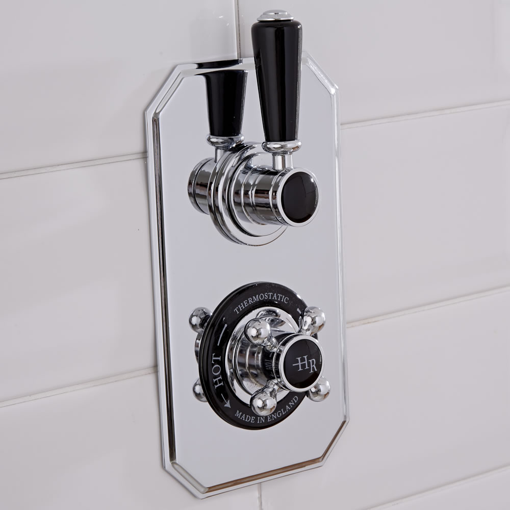 Hudson Reed Twin Concealed Traditional Shower Valve - Chrome/Black