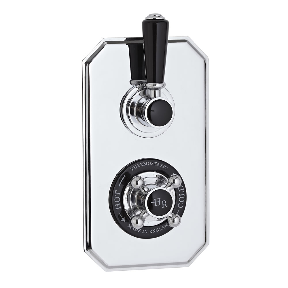 Hudson Reed Twin Concealed Traditional Diverter Shower Valve - Chrome/Black
