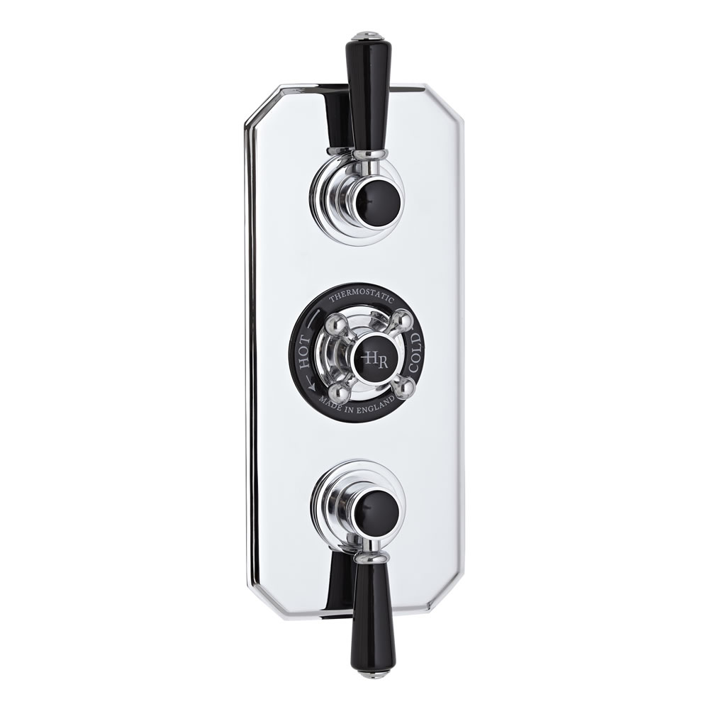 Hudson Reed Triple Concealed Traditional Diverter Shower Valve - Chrome/Black