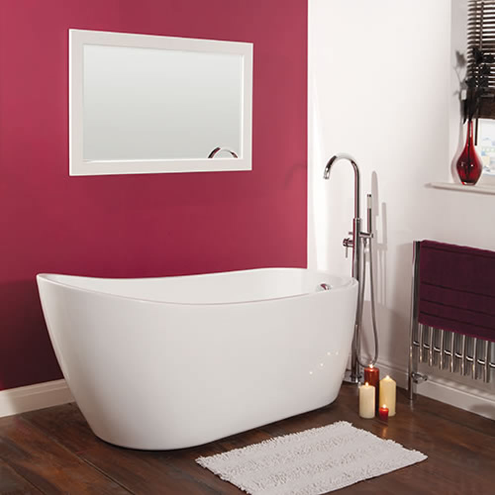 Milano Overton - White Modern Freestanding Slipper Bath - 1680mm x 720mm (No Tap-Holes)