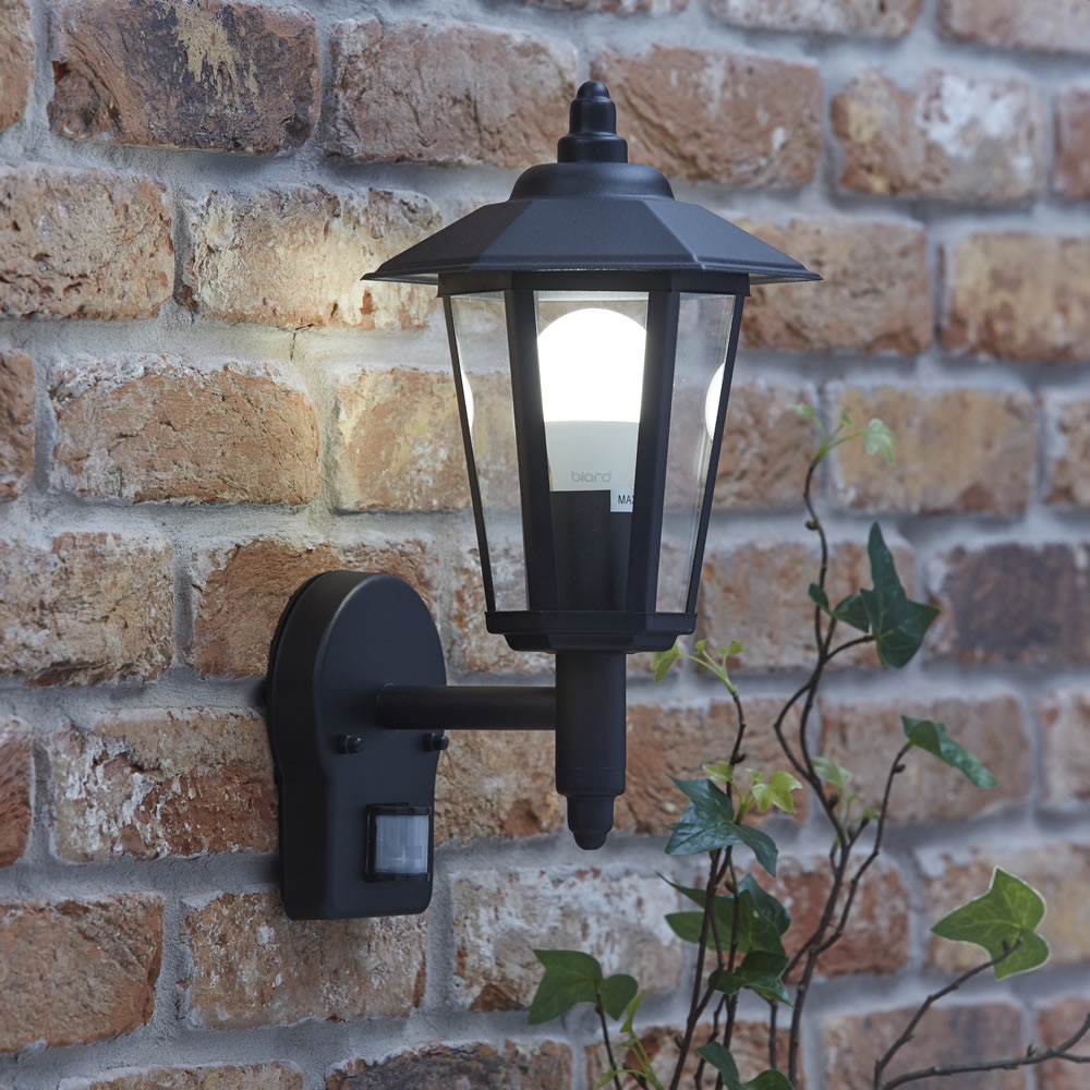 Biard Cannes Outdoor Wall Lantern with PIR - Black