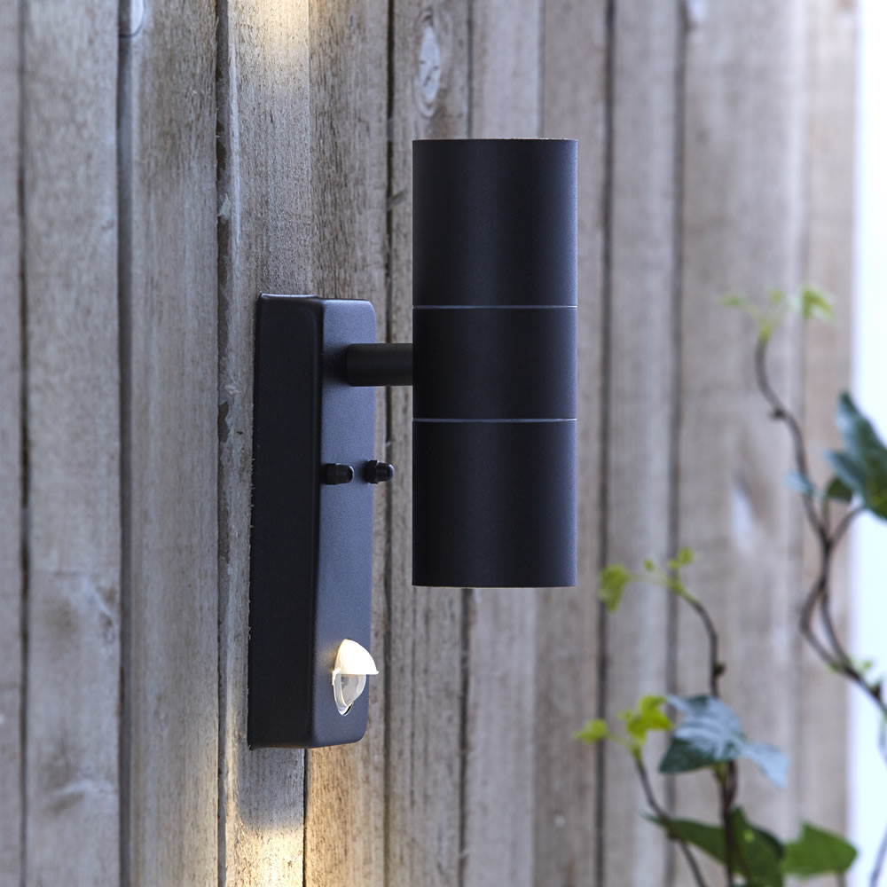 Biard Le Mans Up/Down Outdoor Wall Light with PIR - Black
