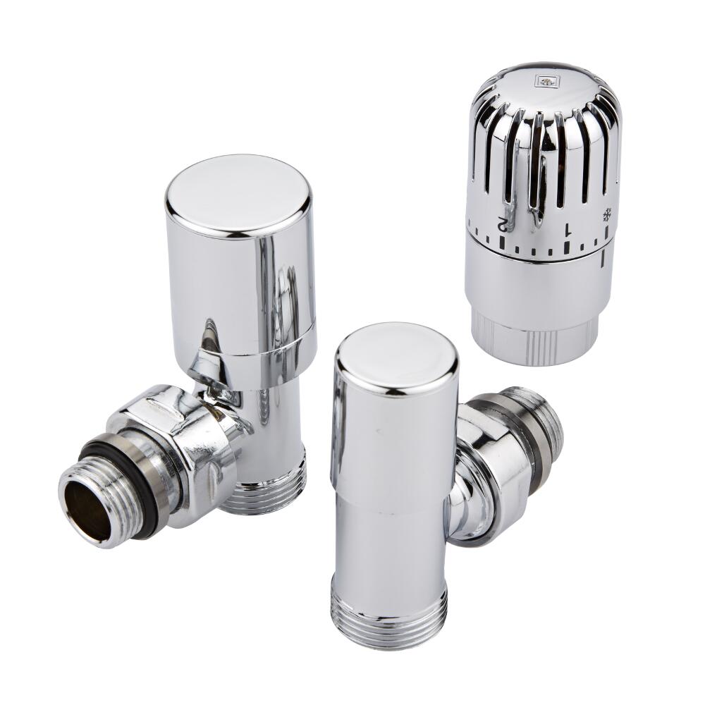 Milano - Chrome Thermostatic Angled Euro Cone Valve With Euro Cone Adapter - Multi 16mm