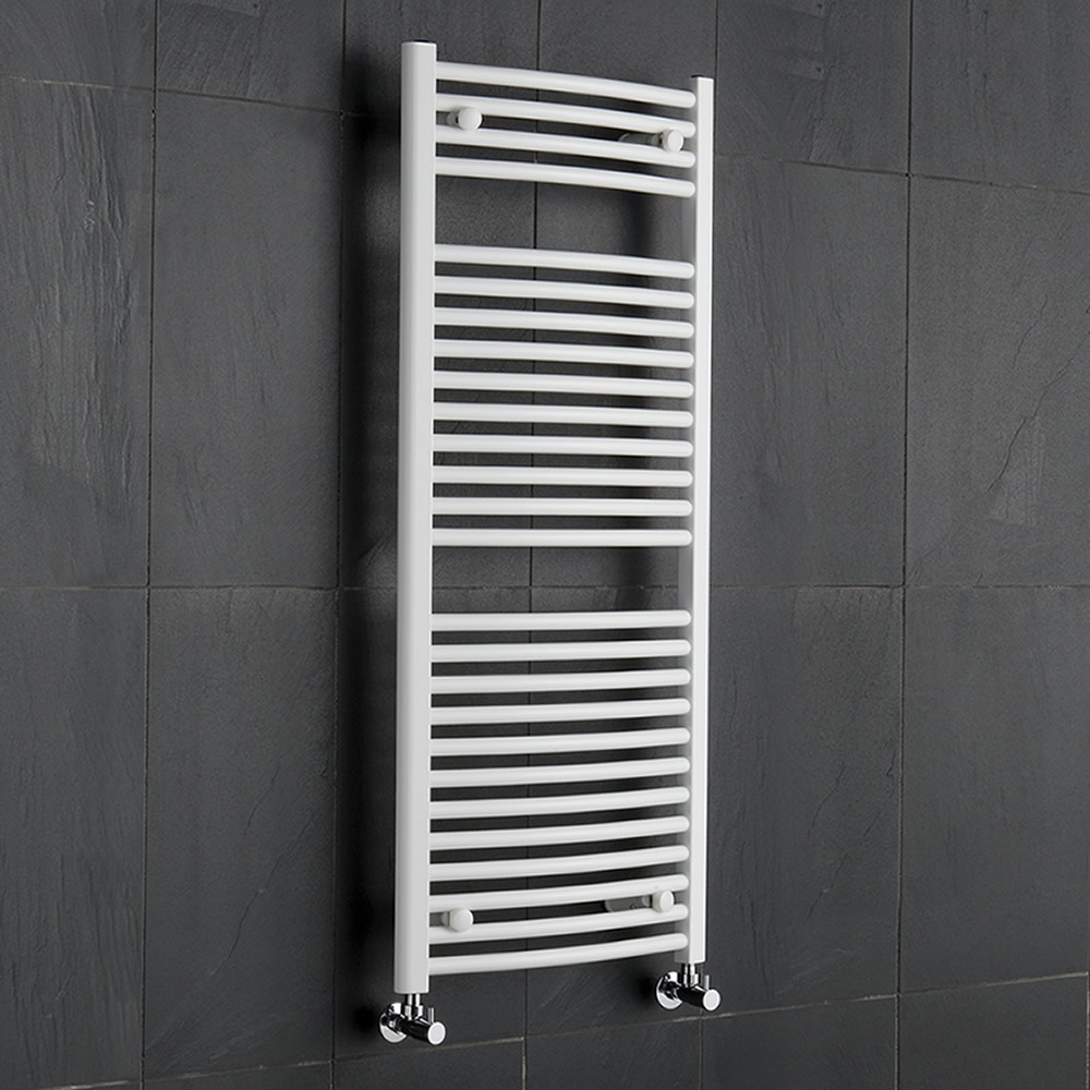 Sterling - White Curved Heated Towel Rail - 1200mm x 500mm