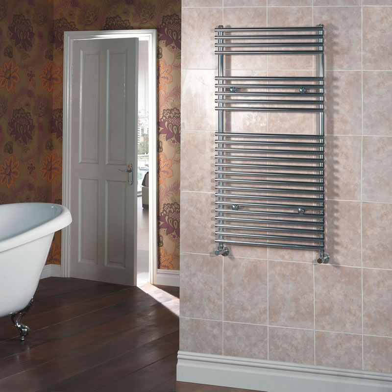 Kudox - Flat Chrome Bar on Bar Towel Rail 1150mm x 600mm