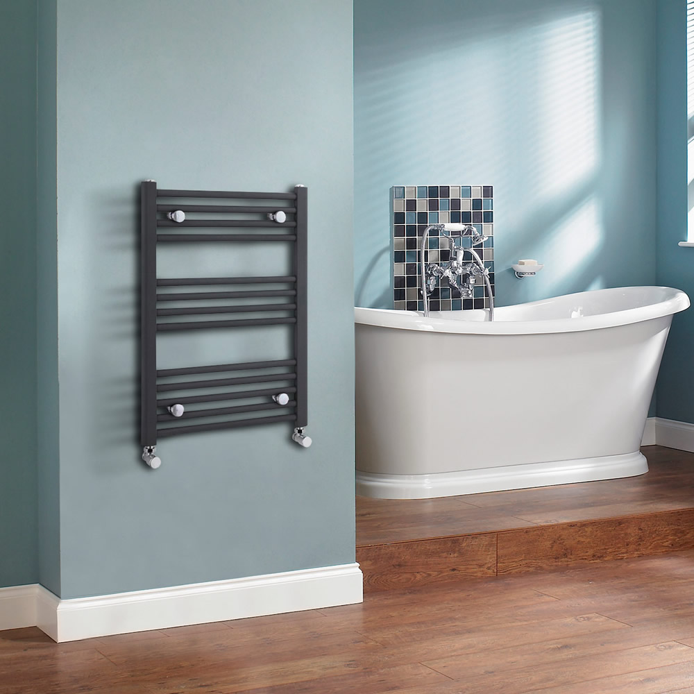 Sterling - Anthracite Straight Heated Towel Rail 500mm x 700mm
