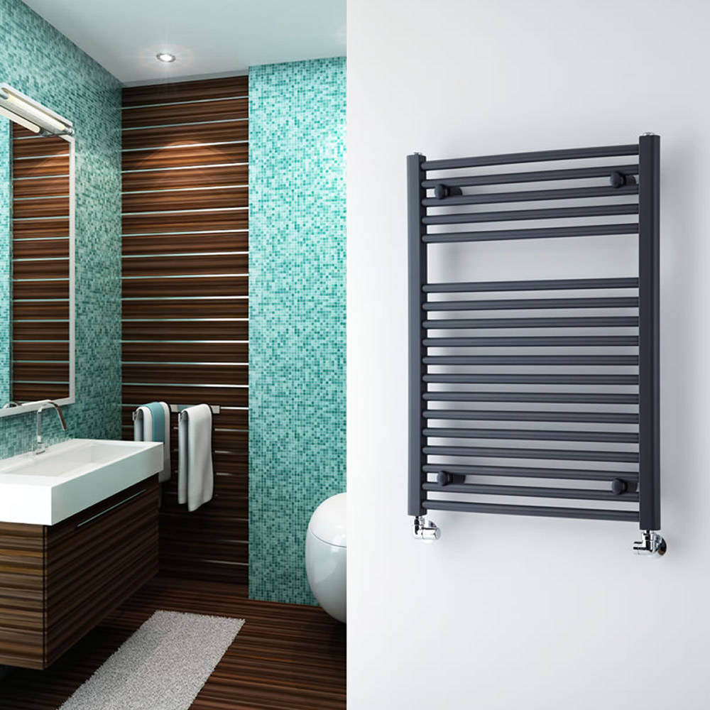 Milano Brook - Anthracite Flat Heated Towel Rail - 800mm x 600mm