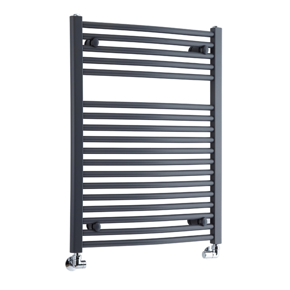 Milano Brook - Anthracite Curved Heated Bathroom Towel Radiator Rail 800mm x 600mm