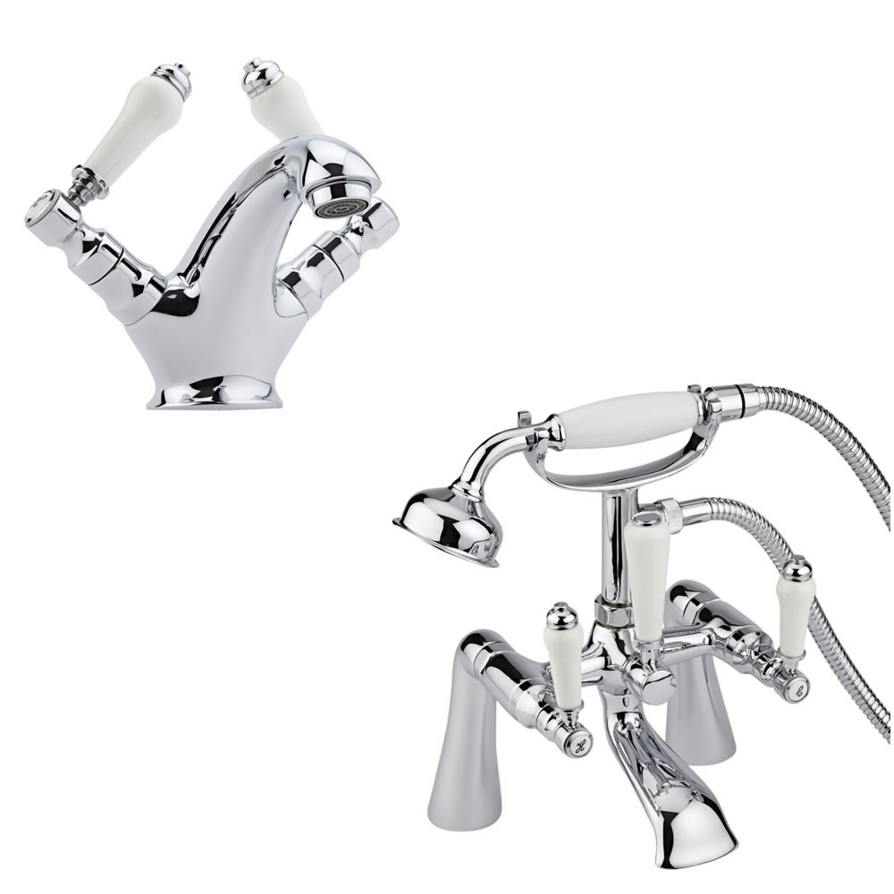 Milano Victoria Lever Basin & Shower Bath Mixer Tap Set