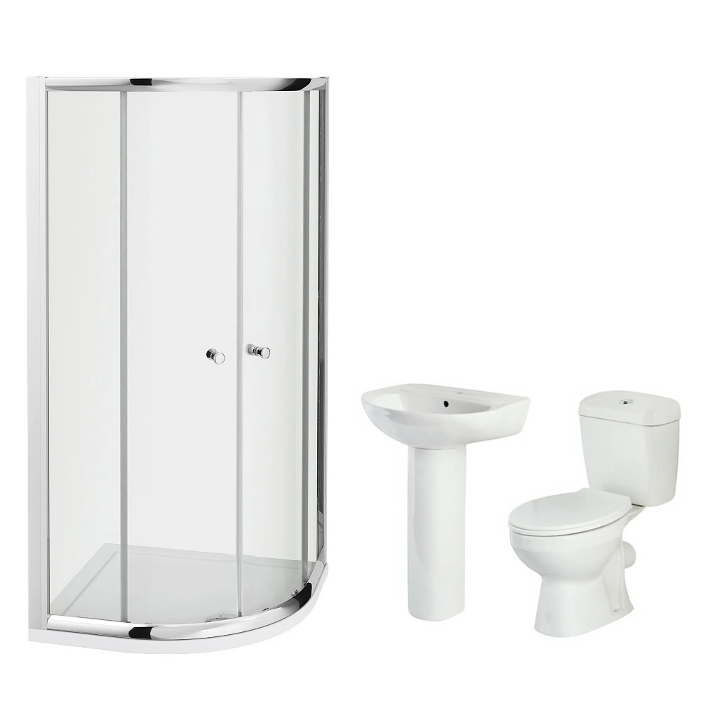 Milano 800mm Quadrant En Suite Bathroom Set With Tap & Waste