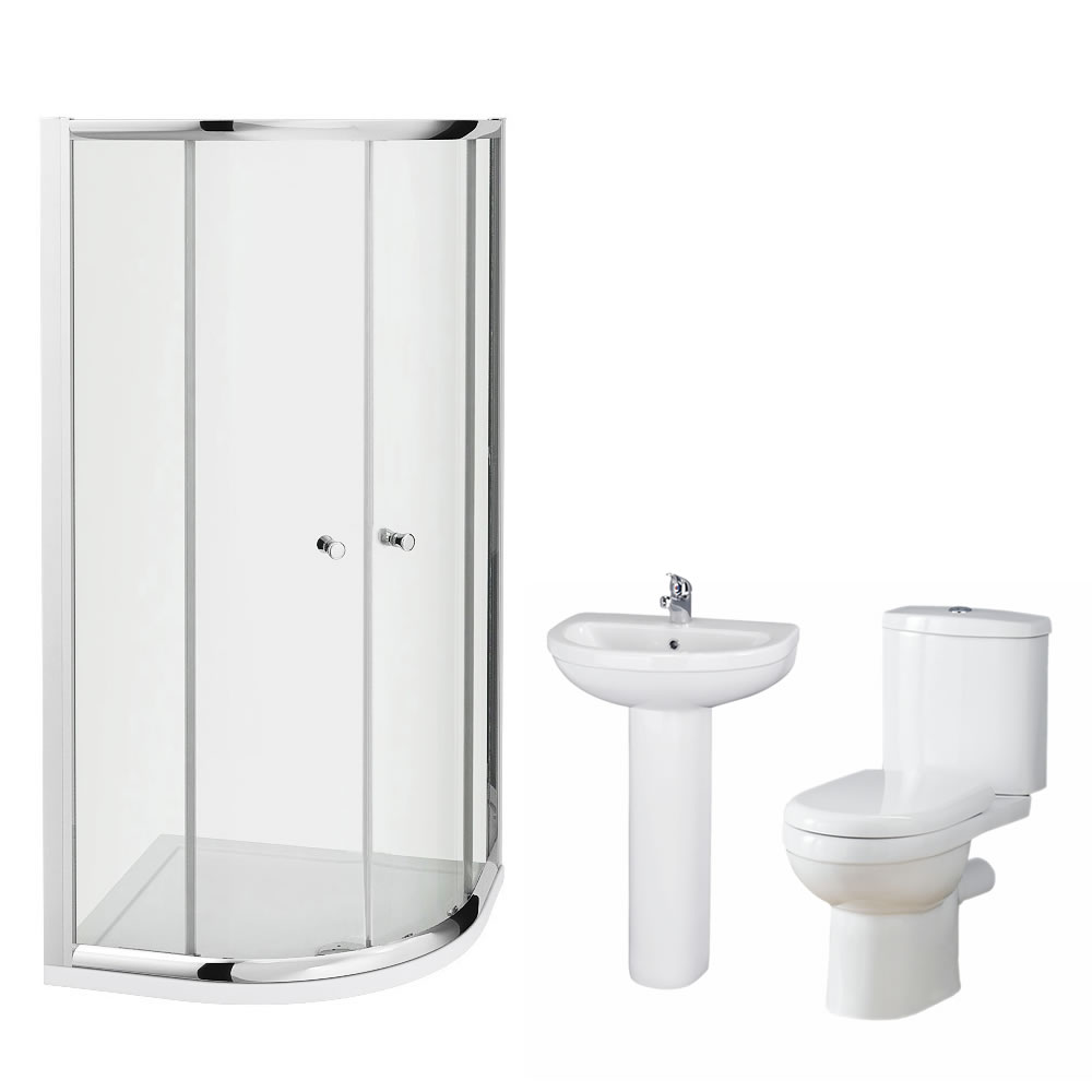 Milano 900mm Ivo Quadrant En Suite Bathroom Set With Tap & Waste