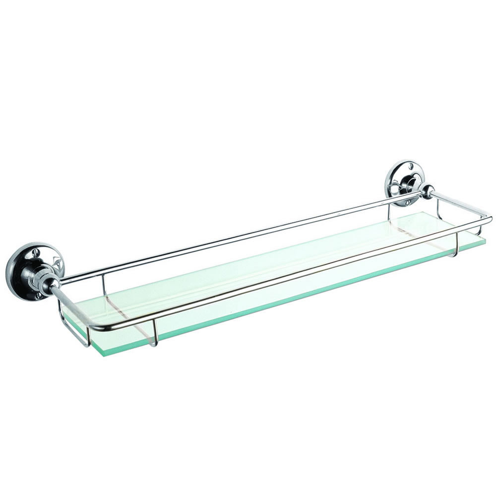Milano Ambience Glass Gallery Bathroom Shelf with Chrome Finish