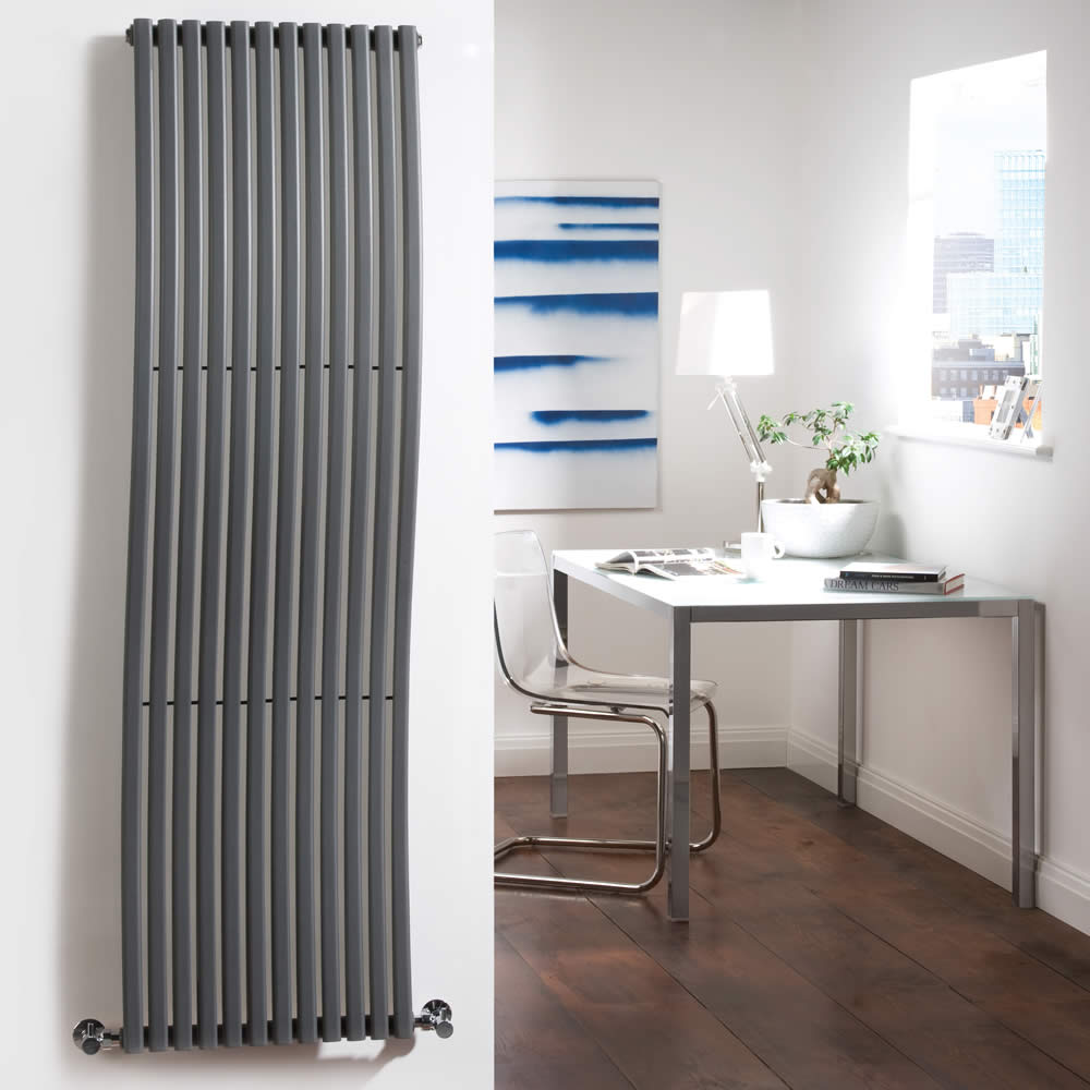 Milano Wave - Anthracite Vertical Designer Radiator - 1600mm x 460mm