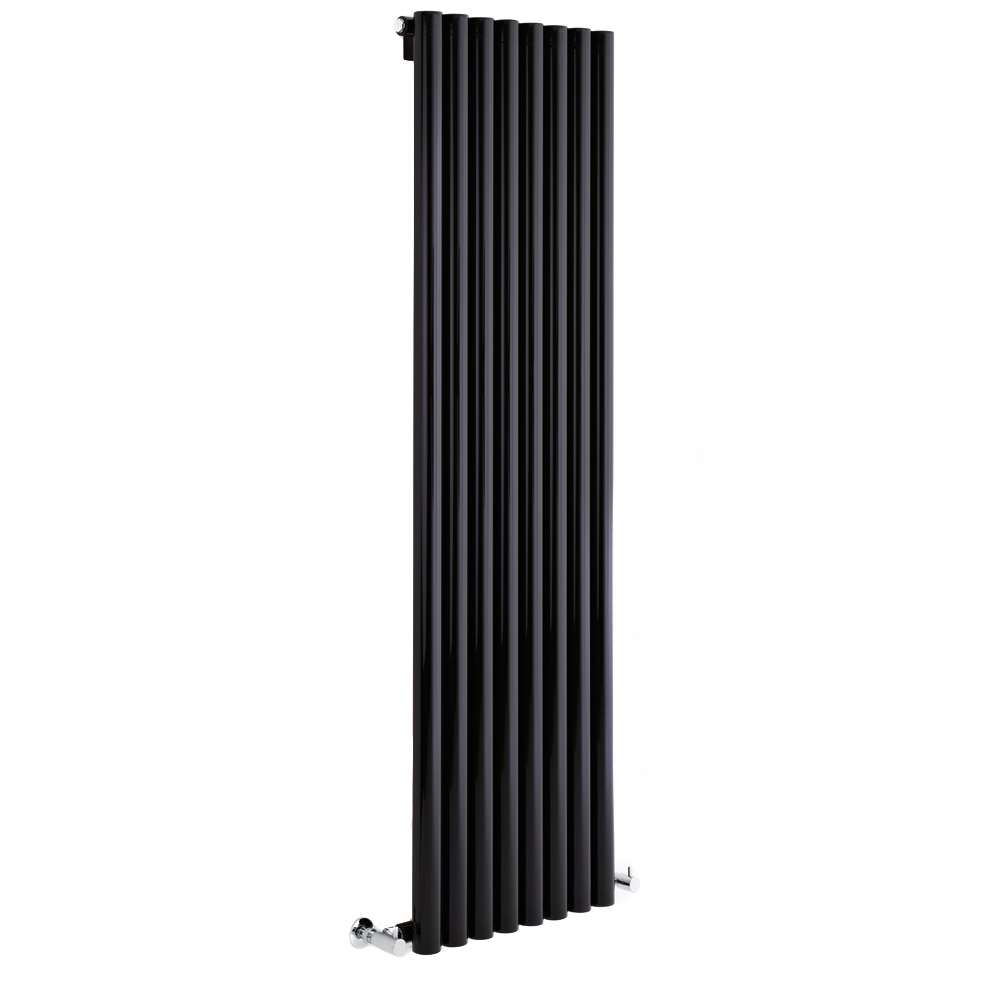 Milano Java - High-Gloss Black Vertical Round Tube Designer Radiator 1600mm x 354mm