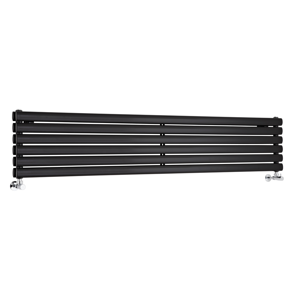 Milano Aruba - Luxury High Gloss Black Horizontal Designer Double Radiator 354mm x 1780mm