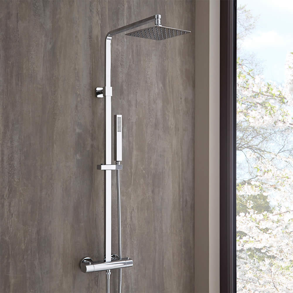 Milano Arvo - Chrome Thermostatic Mixer Shower with Shower Head, Hand Shower and Riser Rail (2 Outlet)