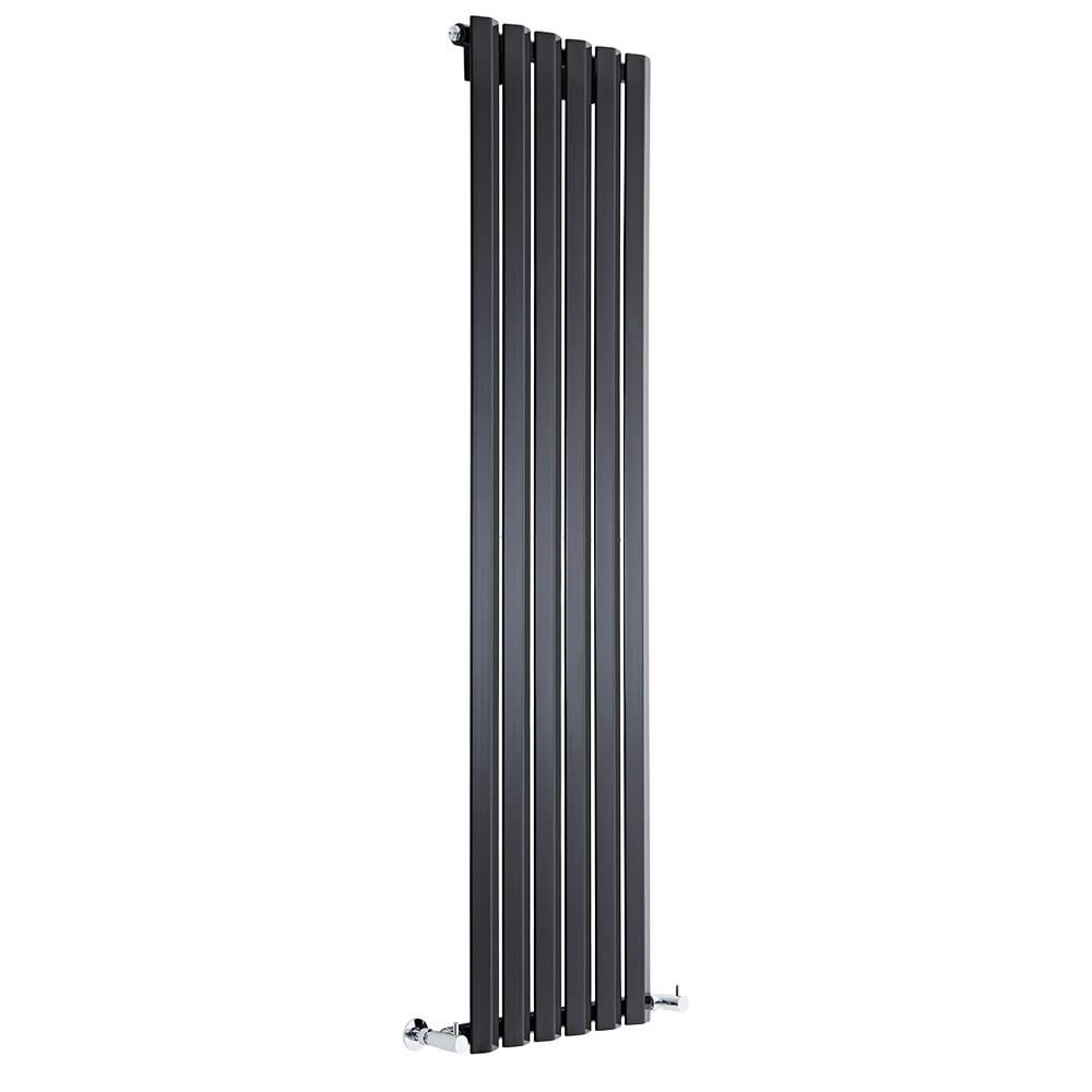 Viti - Gloss Black Vertical Diamond Panel Designer Radiator 1600mm x 420mm