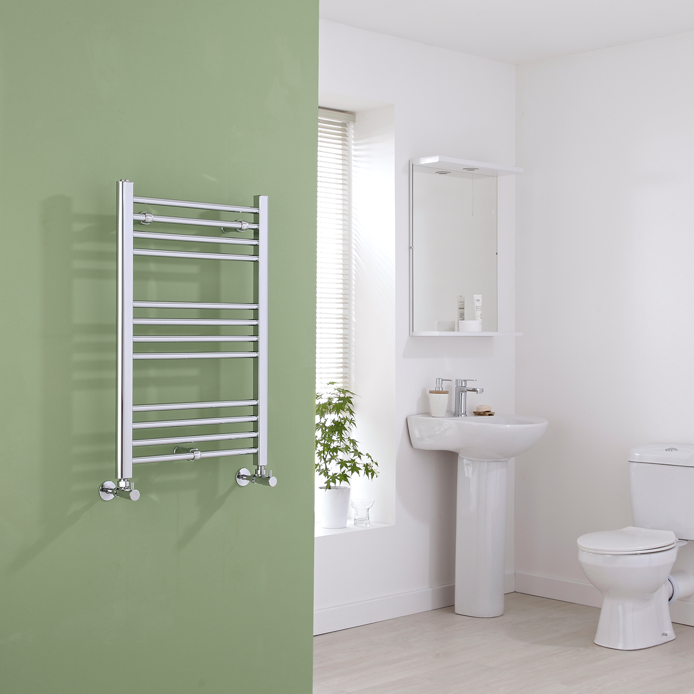 Milano Eco - Chrome Flat Heated Towel Rail - 800mm x 500mm
