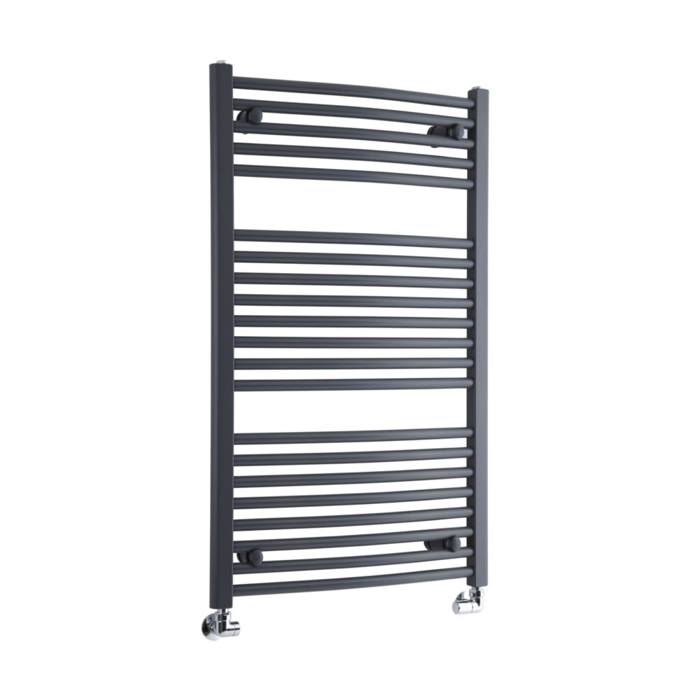 Milano Brook - Anthracite Curved Heated Bathroom Towel Radiator Rail 1000mm x 600mm