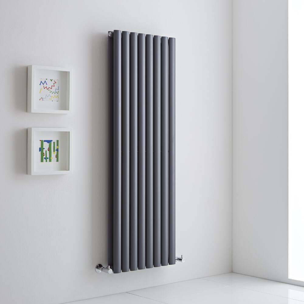 Milano Aruba Aiko - Anthracite Vertical Designer Radiator - 1400mm x 472mm (Double Panel)