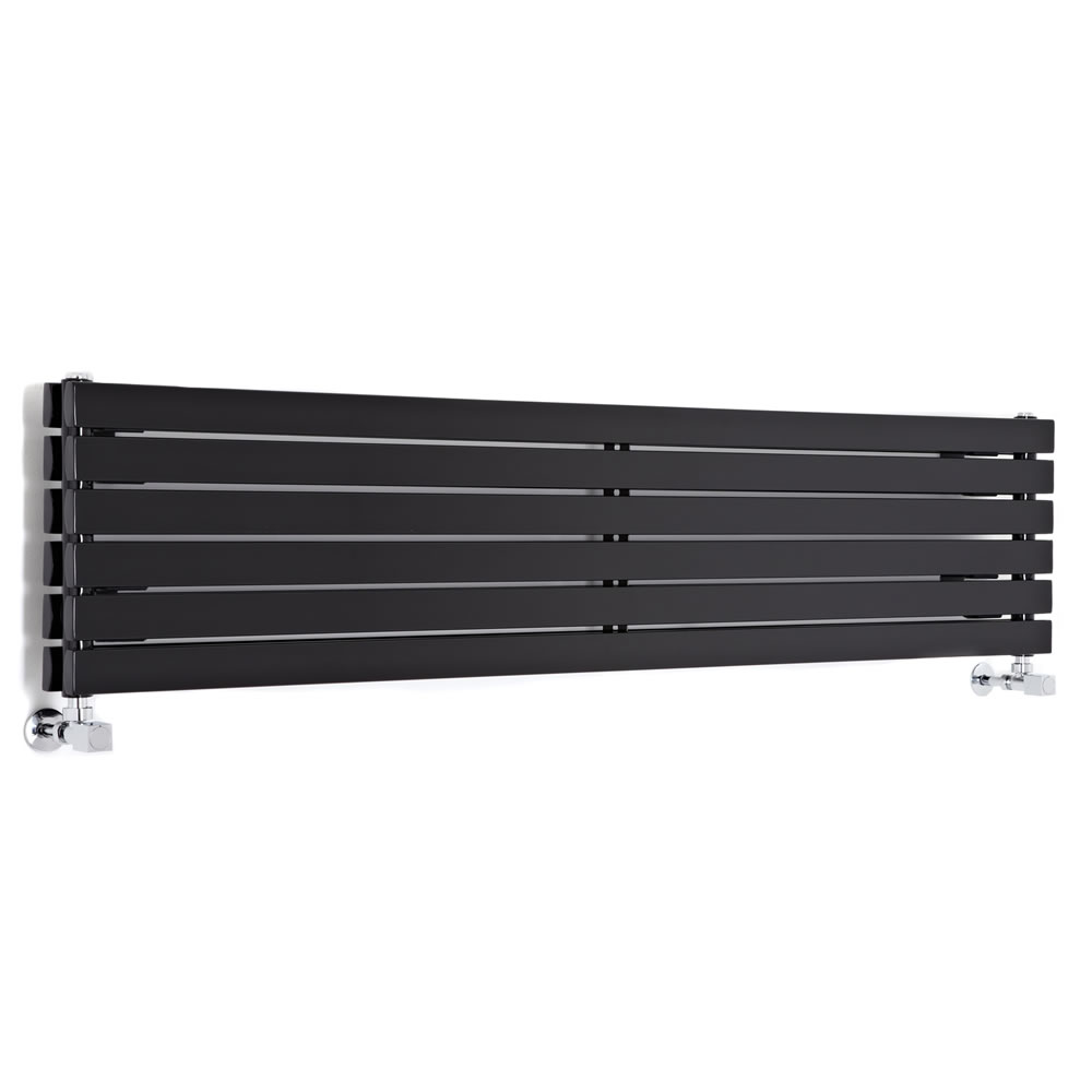 Milano Capri - High Gloss Black Horizontal Double Flat Panel Designer Radiator 354mm x 1600mm
