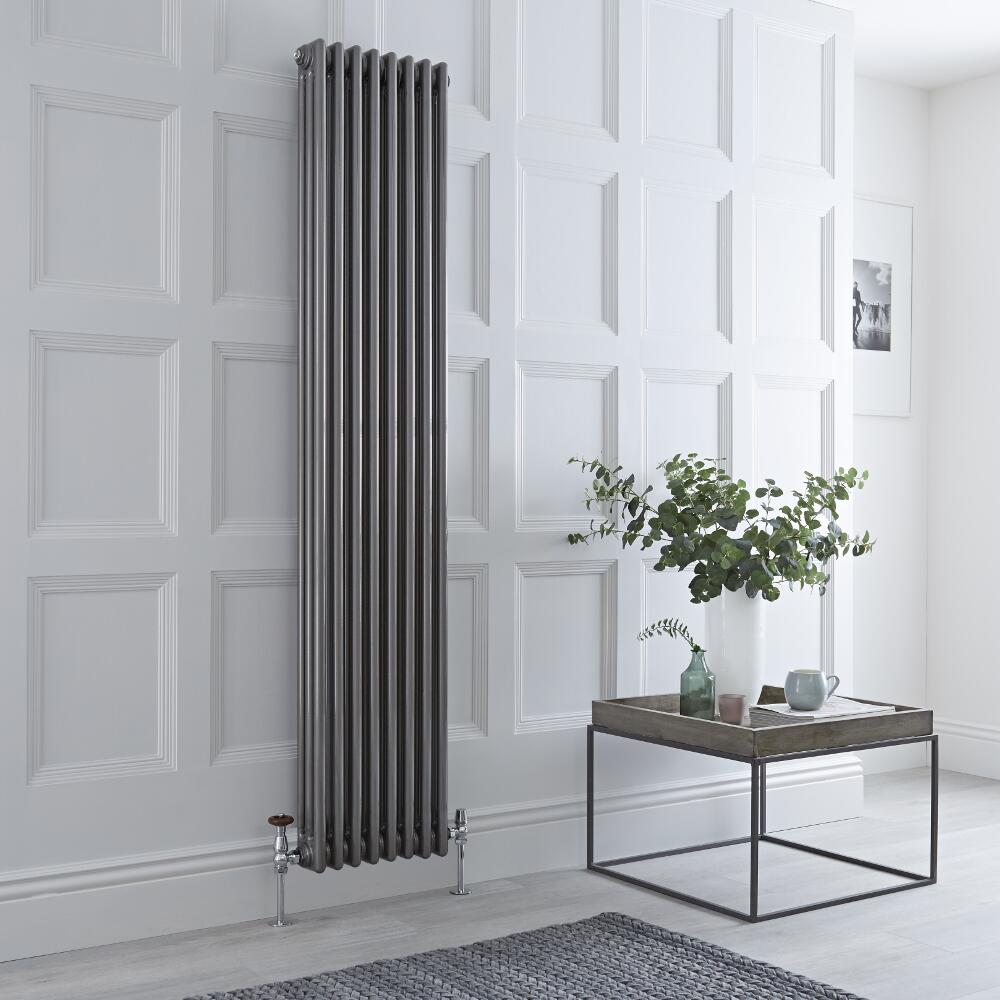Milano Windsor - Traditional Lacqured Raw Metal Vertical Column Radiator - 1800mm x 383mm (Triple Column)