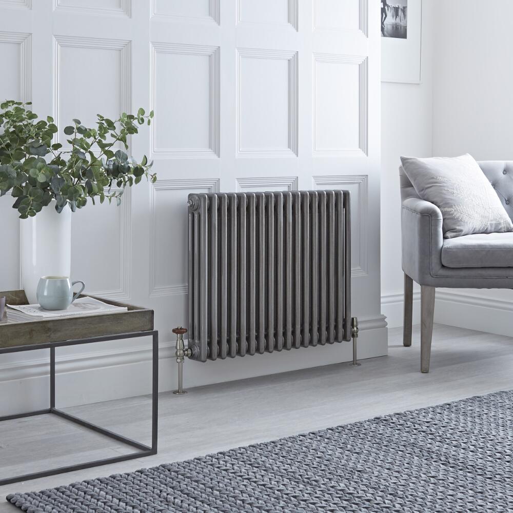 Milano Windsor - Traditional Lacqured Raw Metal Horizontal Column Radiator - 600mm x 789mm (Triple Column)