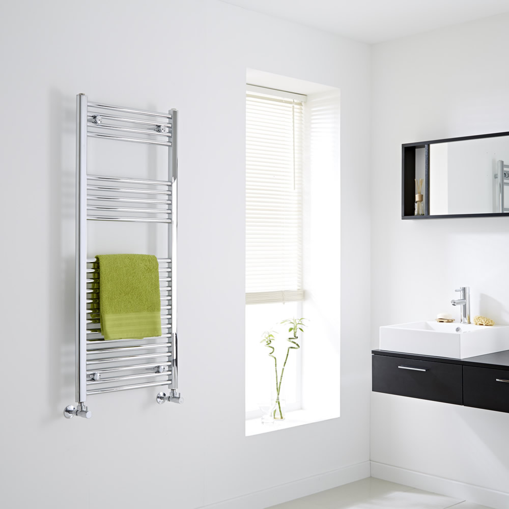 Milano - Flat Chrome Heated Towel Rail - 1200mm x 500mm