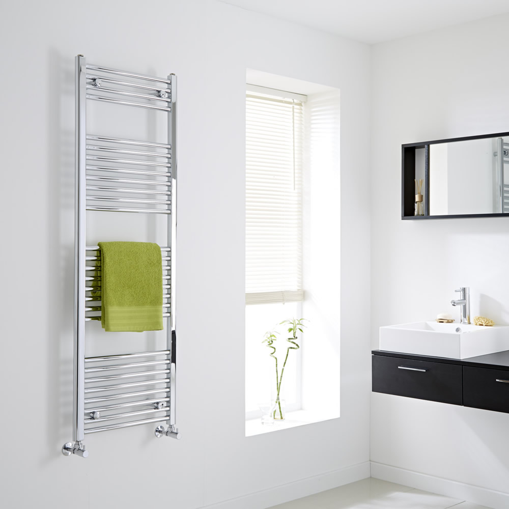Milano Ribble - Chrome Flat Heated Towel Rail - 1500mm x 500mm