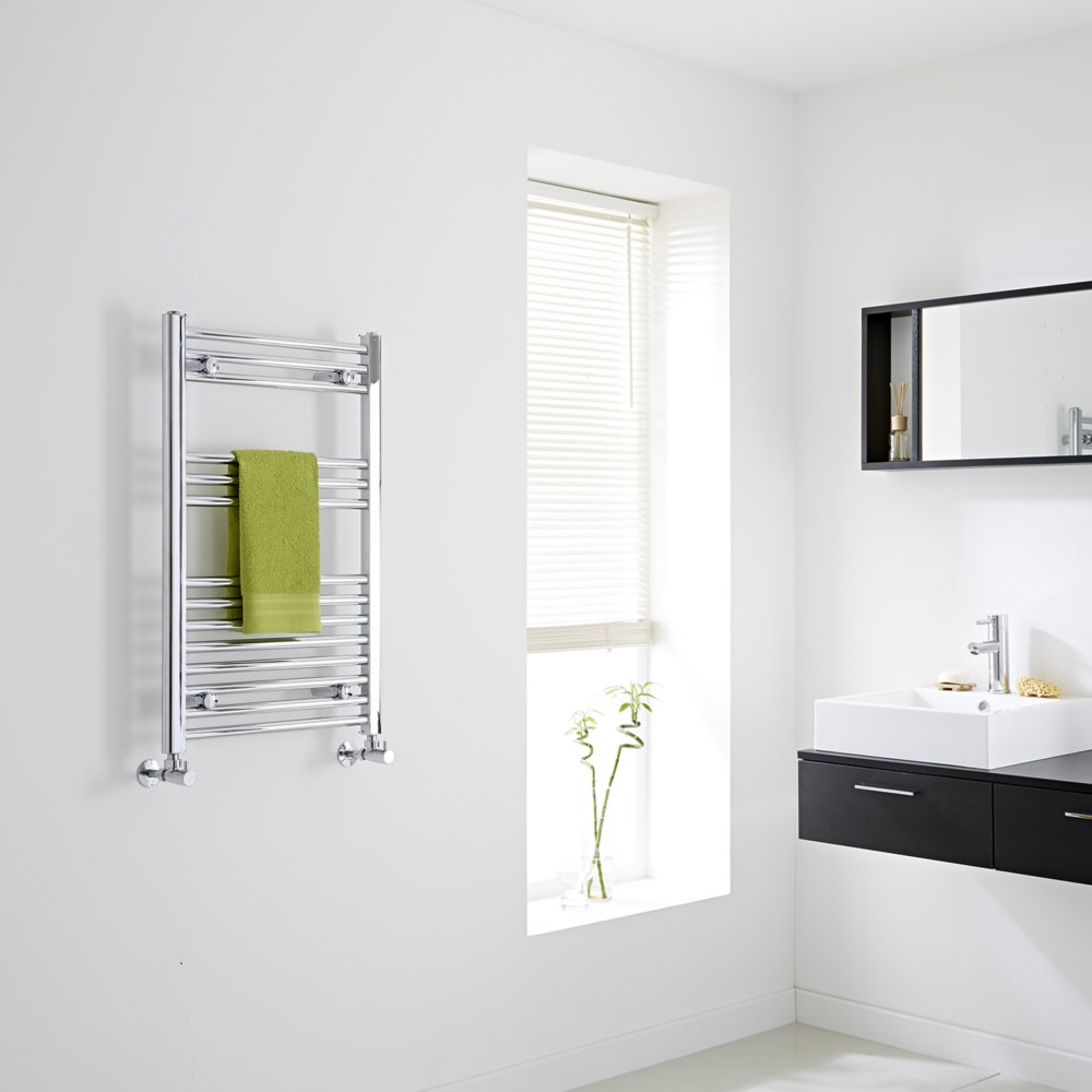 Milano - Chrome Flat Heated Towel Rail - 800mm x 500mm