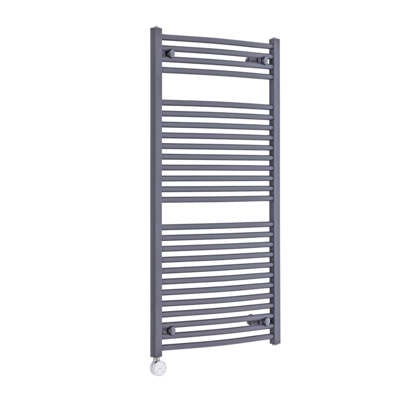 Milano Brook Electric - Anthracite Curved Heated Towel Rail 1200mm x 600mm