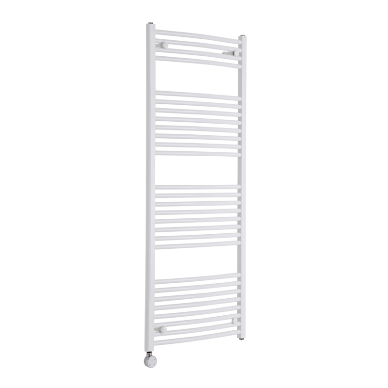 Milano Calder Electric - Curved White Heated Towel Rail 1500mm x 600mm