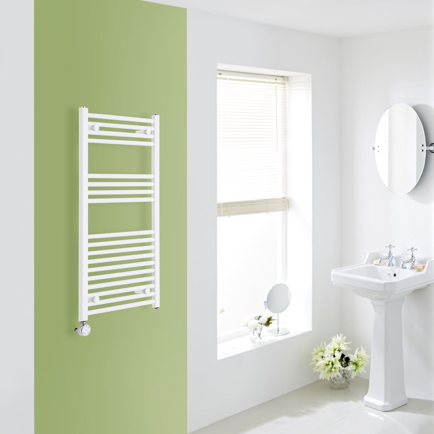 Milano Calder Electric - White Flat Heated Towel Rail - 1000mm x 500mm