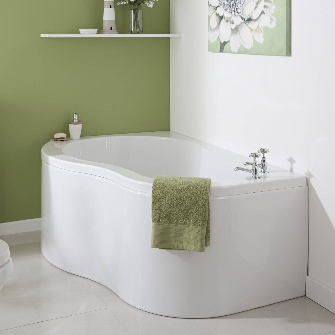 Milano 1500 x 1000mm Nuvo Corner Bath LH with Front Panel