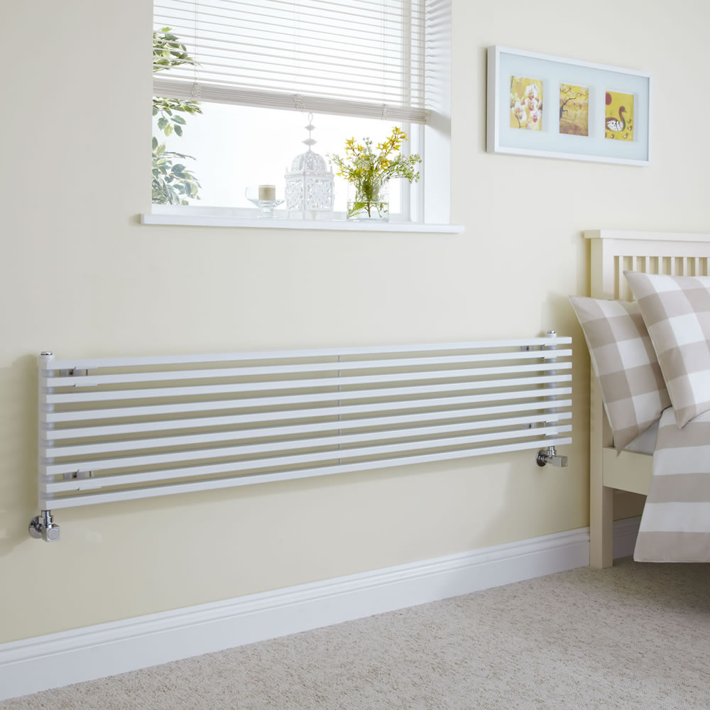 Milano Cayos - Luxury White Horizontal Designer Radiator Sideways Panels 342mm x 1780mm