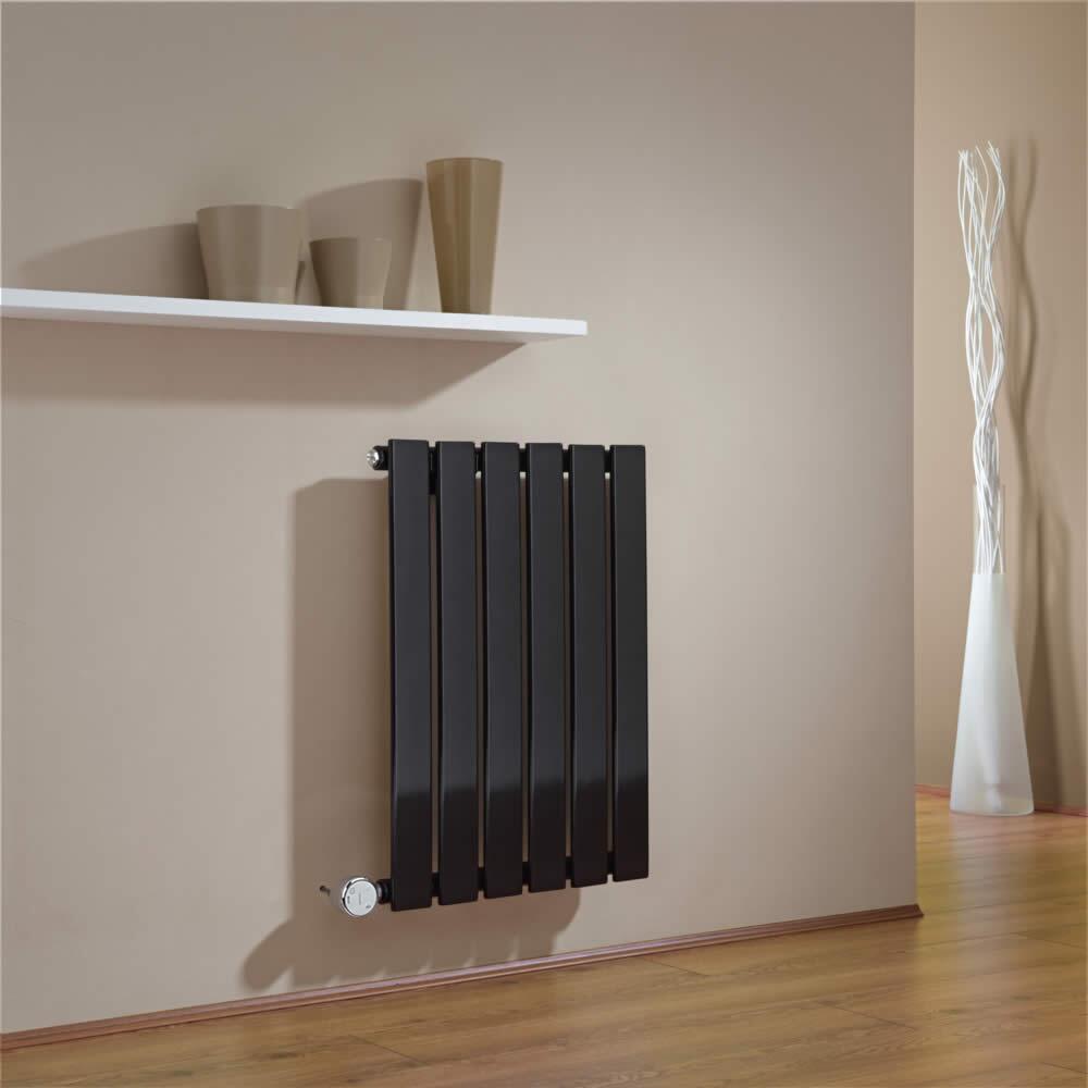 Milano Alpha - Black Horizontal Single Slim Panel Electric Designer Radiator 635mm x 420mm
