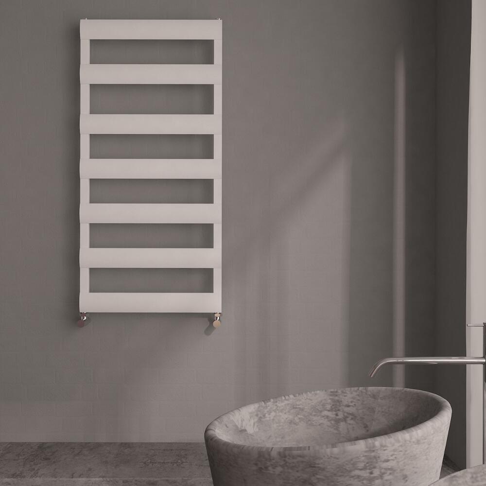 Milano Passo - Aluminium Designer Heated Towel Rail 1190 x 500mm White