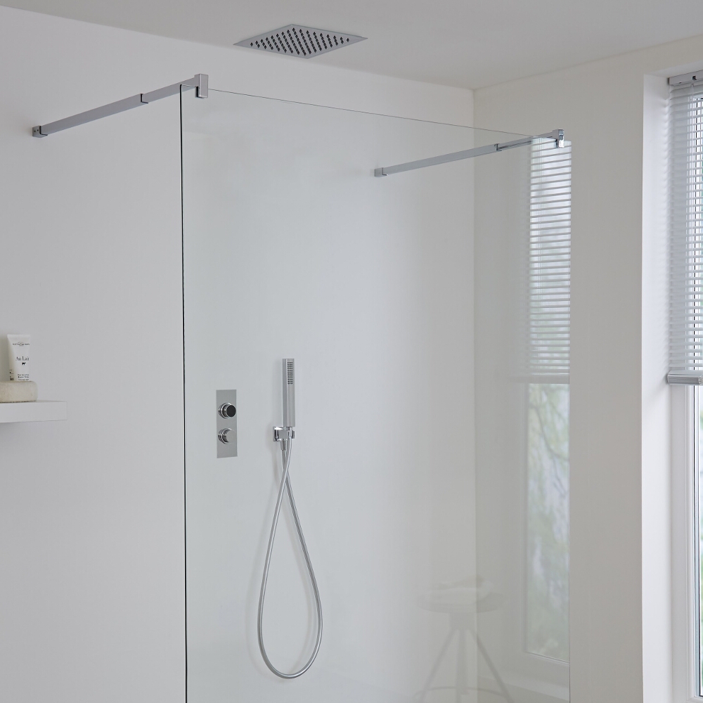 Milano Vis Two Outlet Digital Thermostatic Shower with Square Recessed Head and Handset