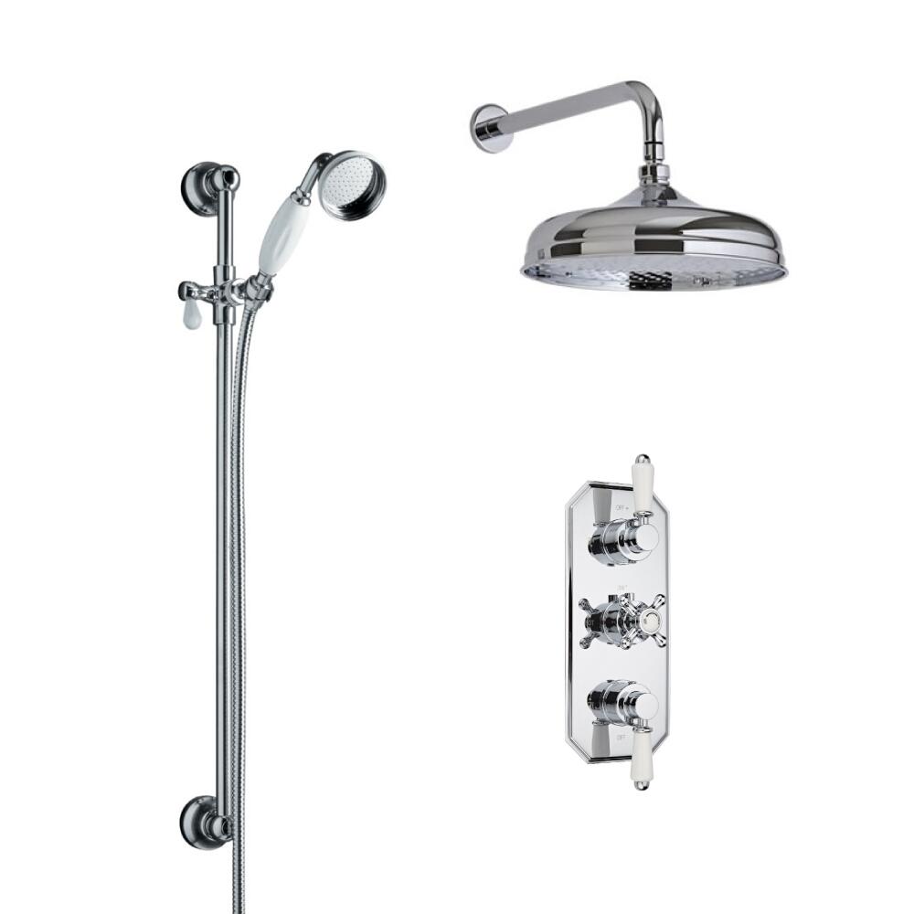 Milano Triple Thermostatic Valve With Wall Arm and Slide Rail Kit