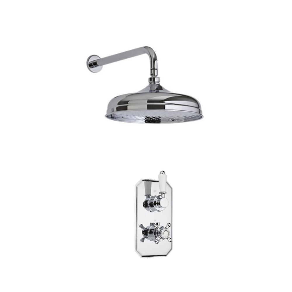 Milano Twin Thermostatic Shower Valve With Wall Arm and 150mm Shower Head