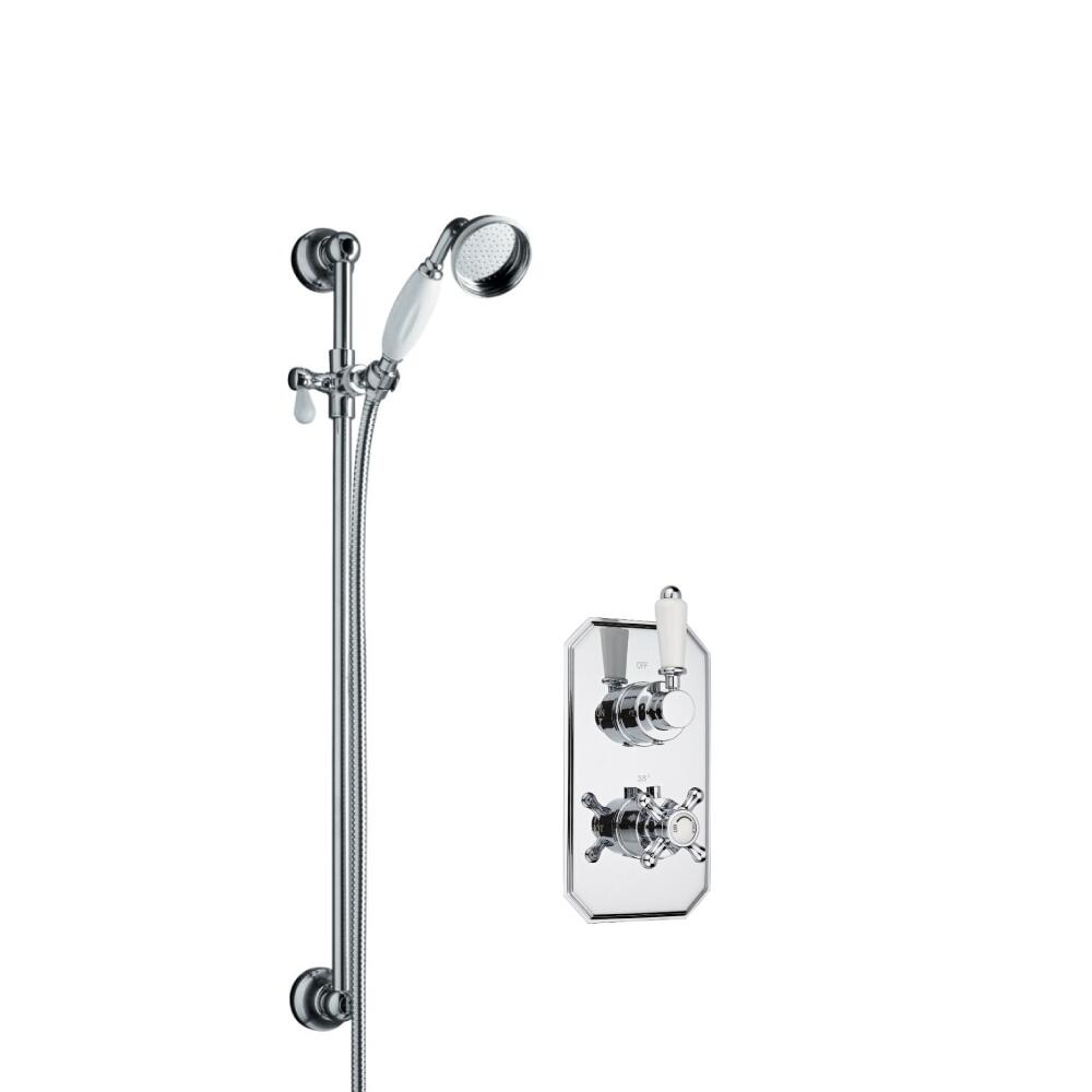 Milano Traditional Twin Thermostatic Shower Valve With Slide Rail Kit