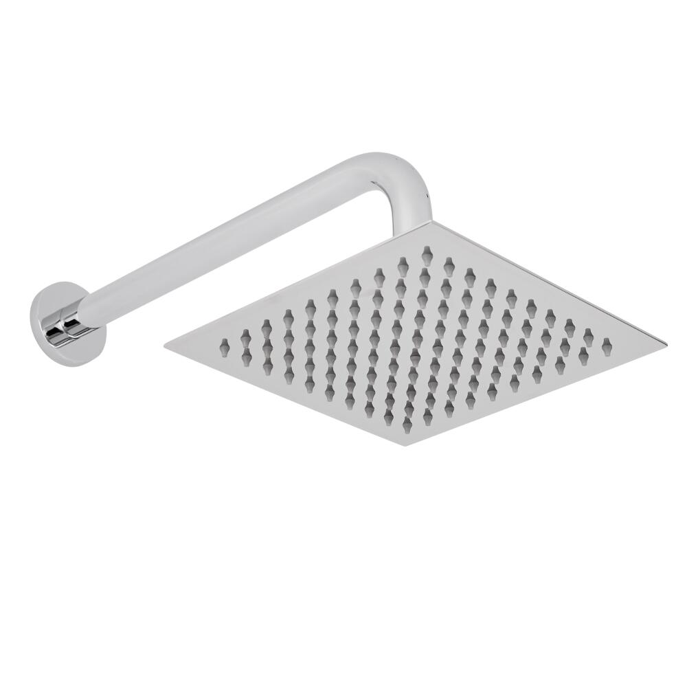 200mm Square Shower Head and Curved Wall Arm