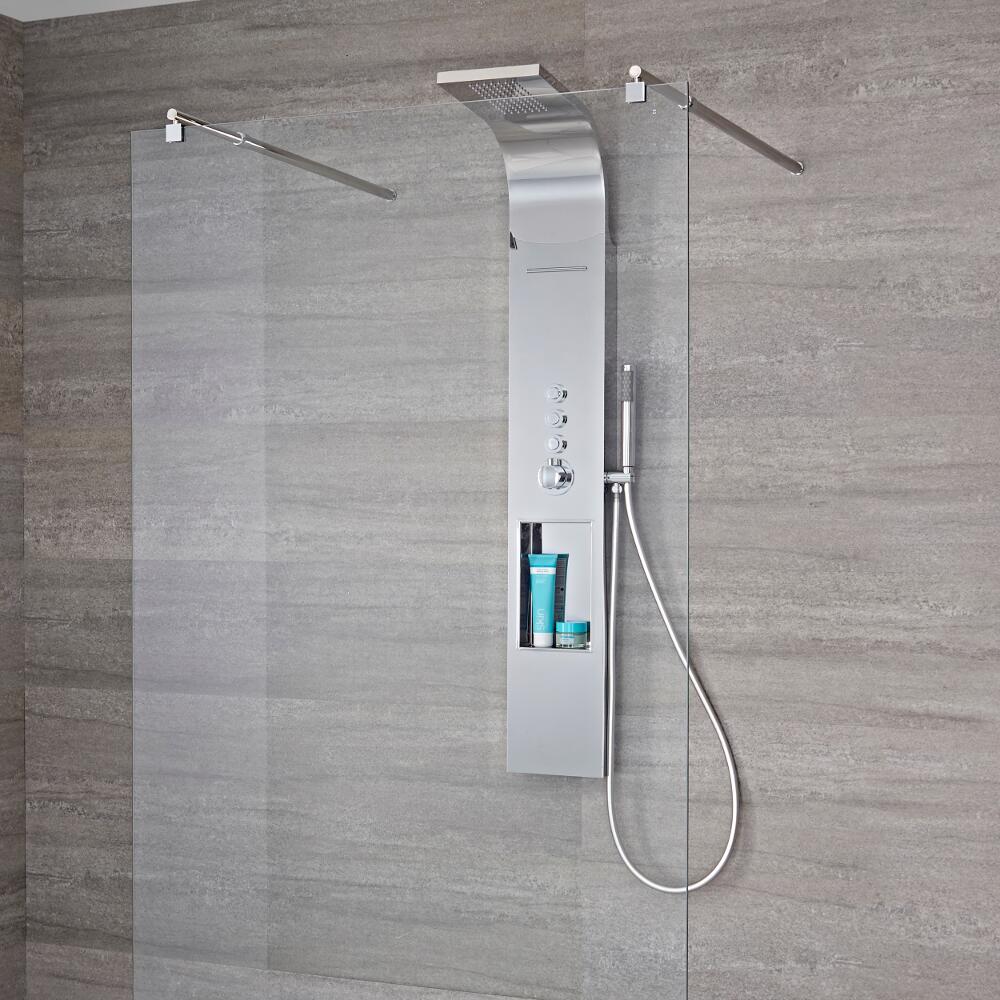 Milano Vista - 3 Function Push Button Thermostatic Shower Tower with Integrated Storage