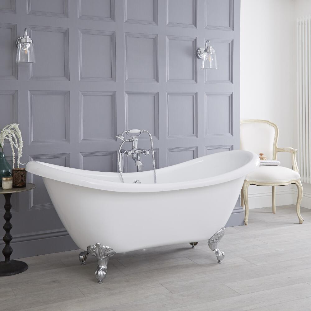 Milano - 1750 x 720mm Double Ended Freestanding Slipper Bath with Choice of Feet