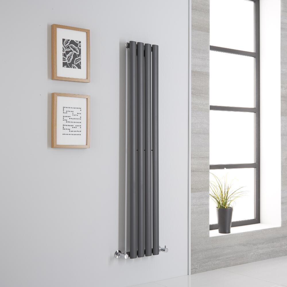 Milano Aruba - Anthracite Vertical Designer Radiator - 1400mm x 236mm