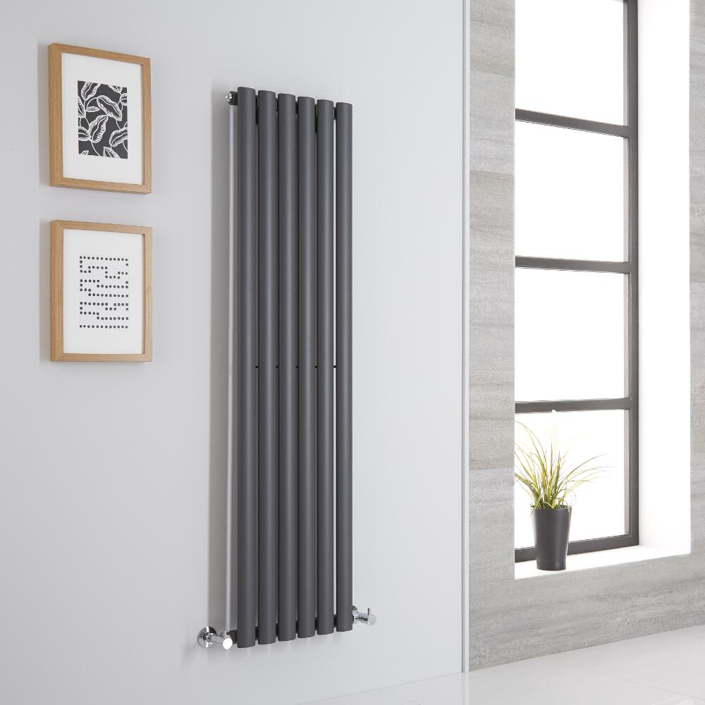Milano Aruba Aiko - Anthracite Vertical Designer Radiator - 1400mm x 354mm